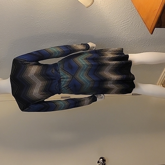 VTG CACHE Chevron Atomic Zig Zag Artsy Wrap Shirt Dress Small - Picture 8 of 11